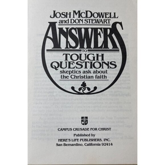 Answers to Tough Questions Skeptics Ask About the Christian Faith McDowell, Stew - Picture 4 of 5